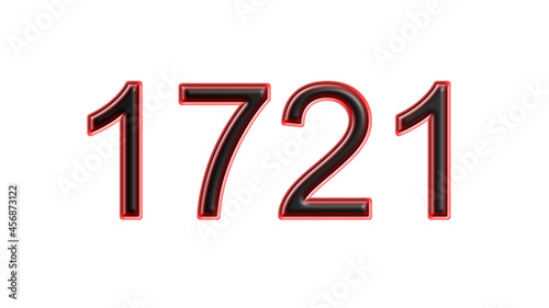 Plakat red 1721 number 3d effect white background