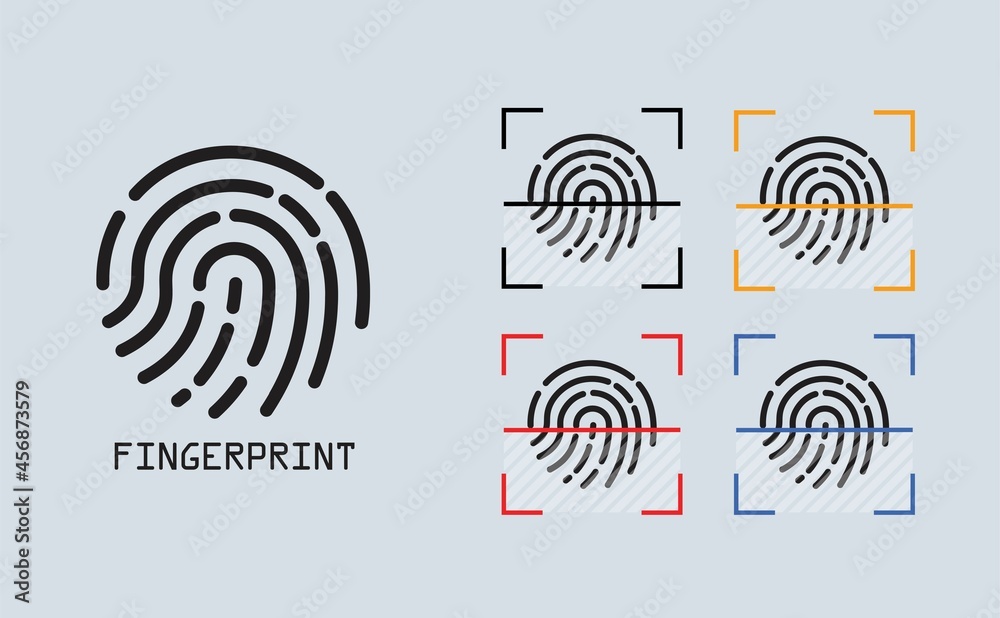 Set of scanning fingerprint sign. Digital authentication icon. Biometric authorization. Set of scanning fingerprint sign. Digital authentication icon. Biometric authorization.