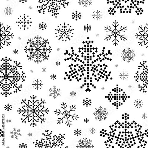 Pixel Art Winter Snowflakes Pattern