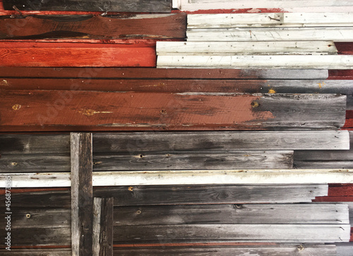Old, worn out wooden wall of a house in Scandinavia, Finland