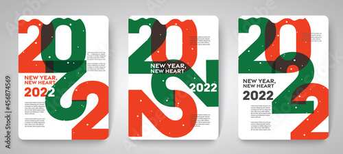 Design concept of 2022 Happy New Year, Merry Christmas. Templates with typography logo 2022 for celebration, Trendy backgrounds for branding, banner, cover, card, social media, poster, Vector EPS.10