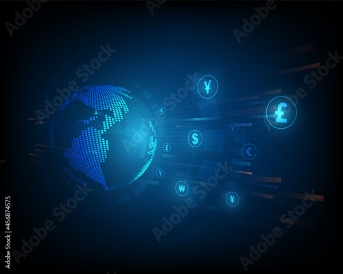 Currency money transfer and global business symbol background illustration