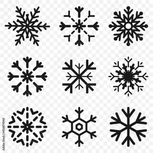 Snowflakes. Snowflakes in flat design. Black snowflake. Snowflakes  isolated. Vector illustration