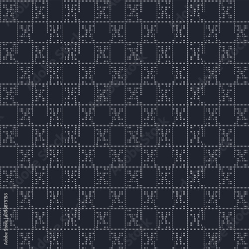 Japanese Embroidery Checkered Vector Seamless Pattern