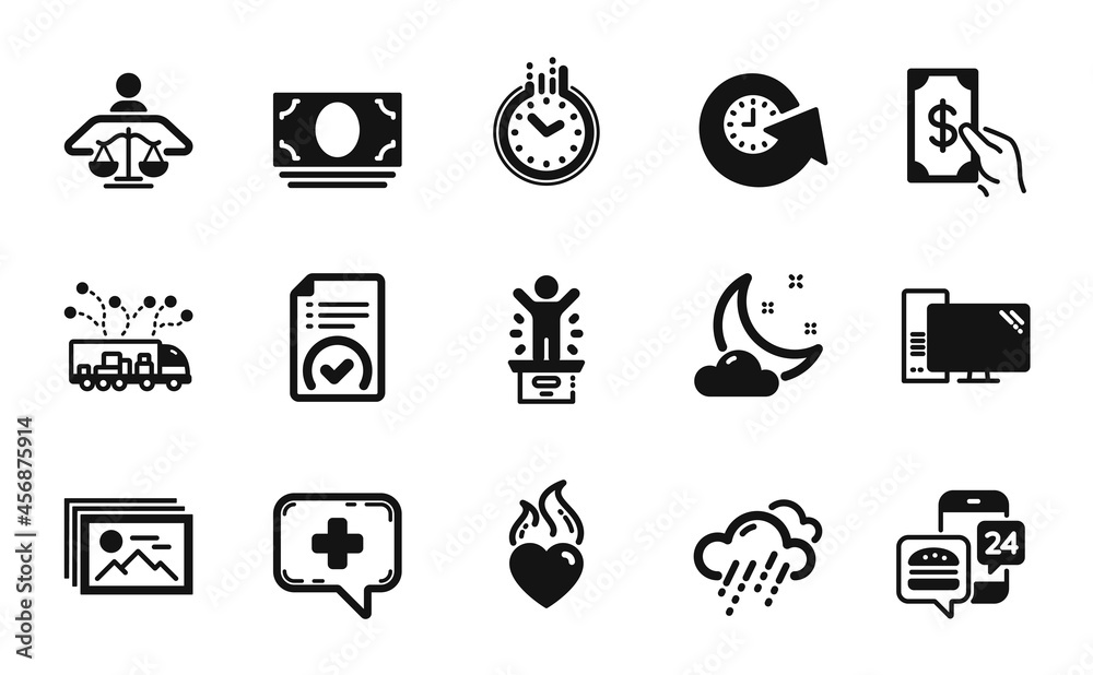 Vector set of Heart flame, Cash money and Receive money icons simple ...