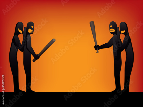 Someone incites people to behave in a violent. Incitement illustration Vector.