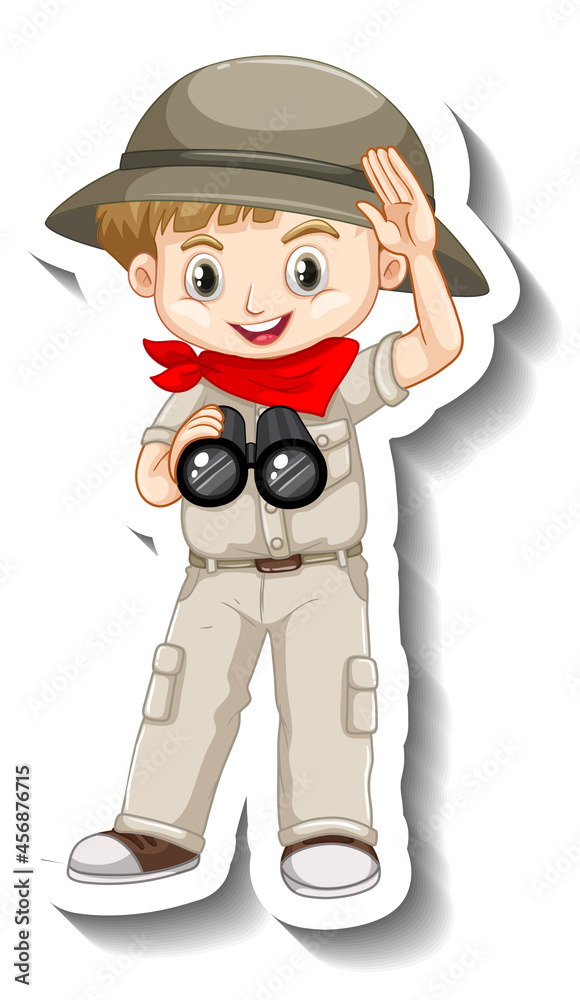 A sticker template of boy cartoon character A sticker template of boy cartoon character