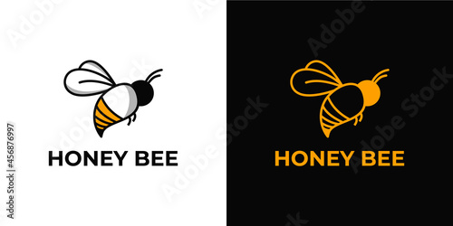 Elegant minimalist bee logo set