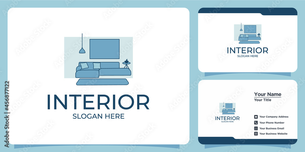 Obraz premium Set of elegant minimalist interior logos and business cards