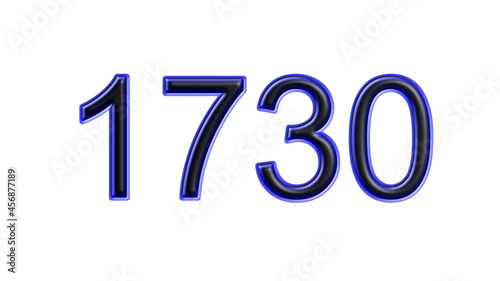 blue 1730 number 3d effect white background