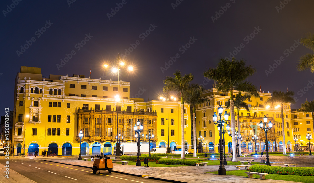 Architecture of the Plaza de Armas in Lima, Peru