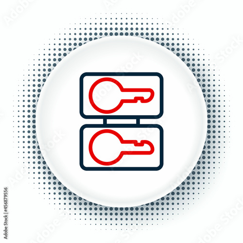 Line Metal mold plates for casting keys icon isolated on white background. Set for mass production and forgery of the keys. Colorful outline concept. Vector