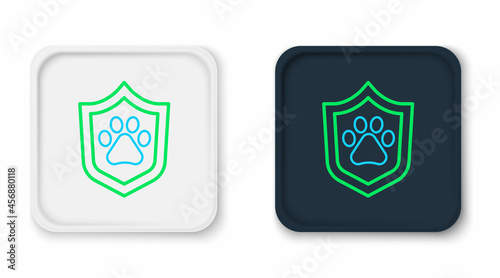 Line Animal health insurance icon isolated on white background. Pet protection concept. Dog or cat paw print. Colorful outline concept. Vector