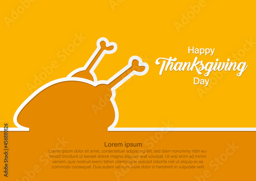 Happy Thanksgiving Day celebrations greeting card design with chicken paper cut style, vector illustration