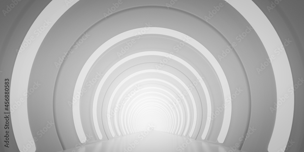 Obraz premium Light Corridor modern background. Futuristic Sci-Fi Tunnel. 3D Rendering