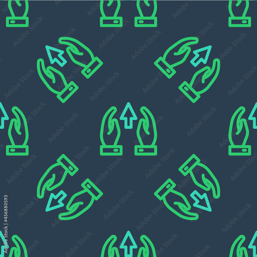 Line Growth chart and progress in people crowd icon isolated seamless pattern on blue background. Arrow finance up. Businessman of success. Vector Line Growth chart and progress in people crowd icon isolated seamless pattern on blue background. Arrow finance up. Businessman of success. Vector
