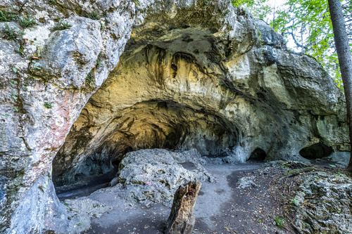 Hidden caves in the forest at Markt Essing over the river Altmuehl in Bavaria, Germany photo