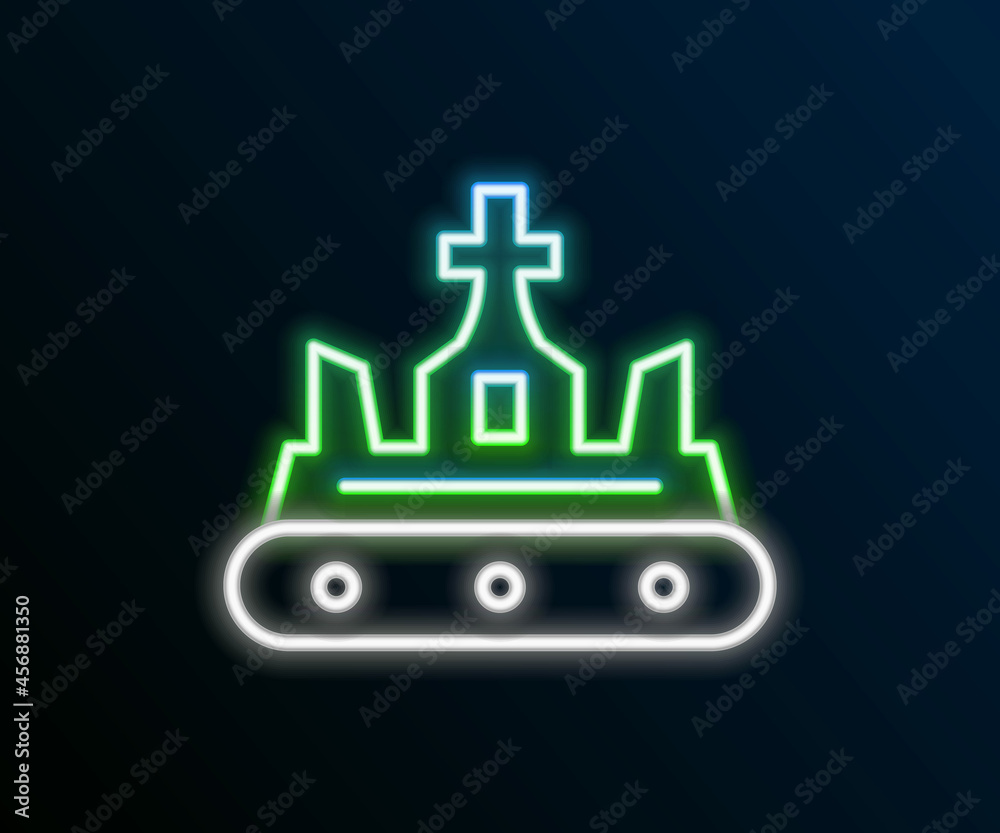 Obraz premium Glowing neon line British crown icon isolated on black background. Colorful outline concept. Vector