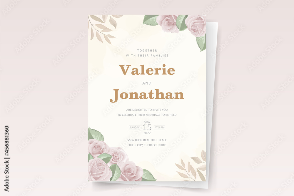 Beautiful flower wedding invitation card template