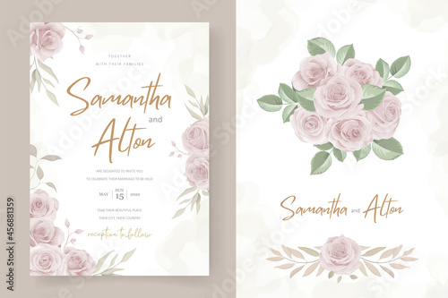 Beautiful flower wedding invitation card template