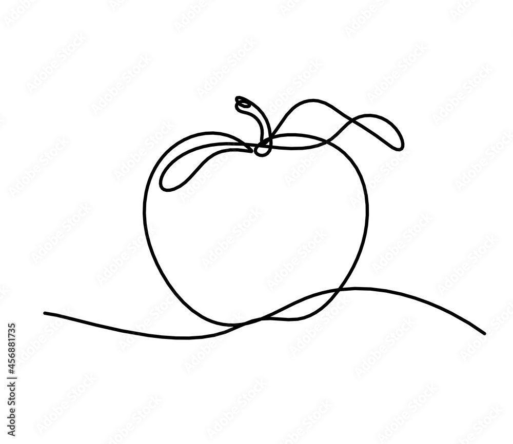 Drawing line apple on the white background