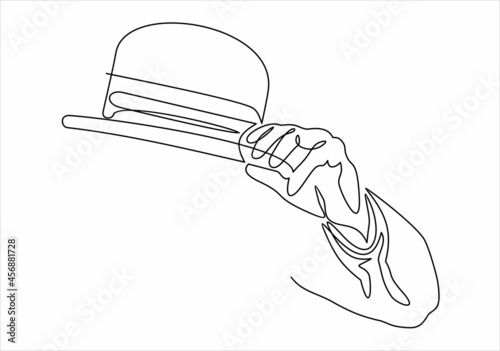 Vintage Style Men Hand Holding Bowler Hat