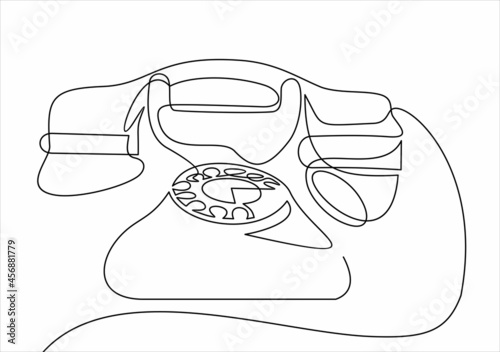 Old telephone one line drawing continuous design