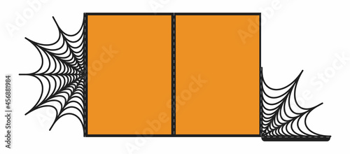 Scary halloween party laser cutting invitation card template. Paper cut out silhouette for plotter and silk screen printing. Vector stock illustration.