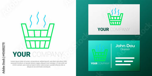 Line Sauna bucket icon isolated on white background. Colorful outline concept. Vector