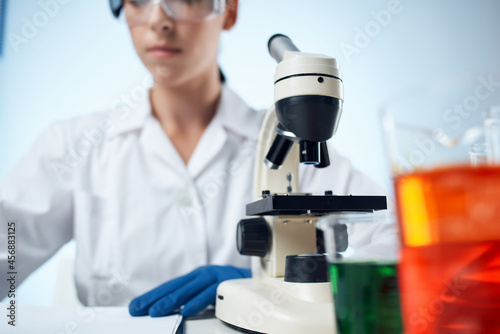 laboratory assistant chemical solutions biologist research study isolated background