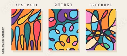 Abstract minimalistic poster. Contemporary simple childish art. Colorful randome freehand shapes. Vector template