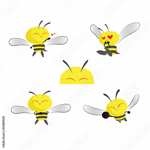 Cute Bee Character Set Vector © Rikugo