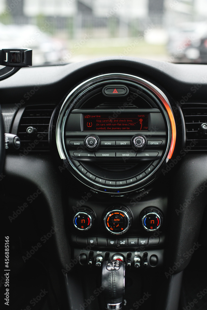 dashboard with display or monitor screen in the car