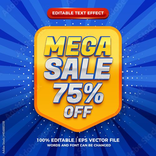 Modern mega sale 3d editable text effect