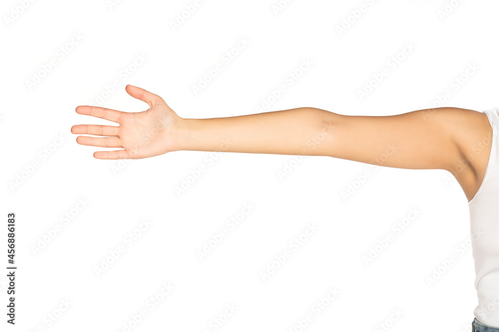 Cropped view of woman with outstretched hand