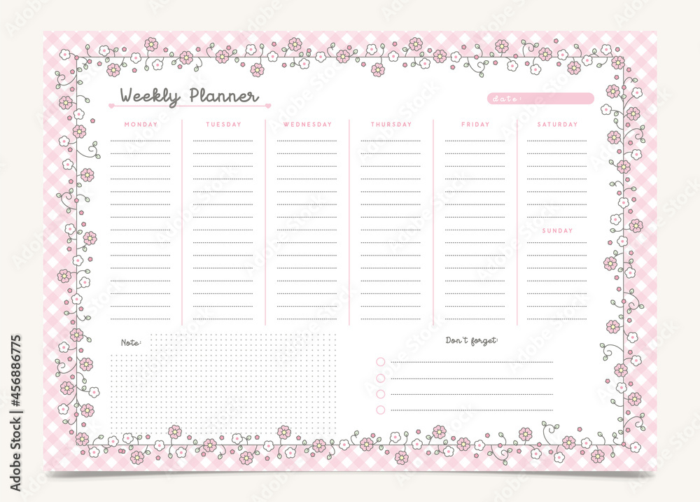 Lovely floral weekly planner template Lovely floral weekly planner template