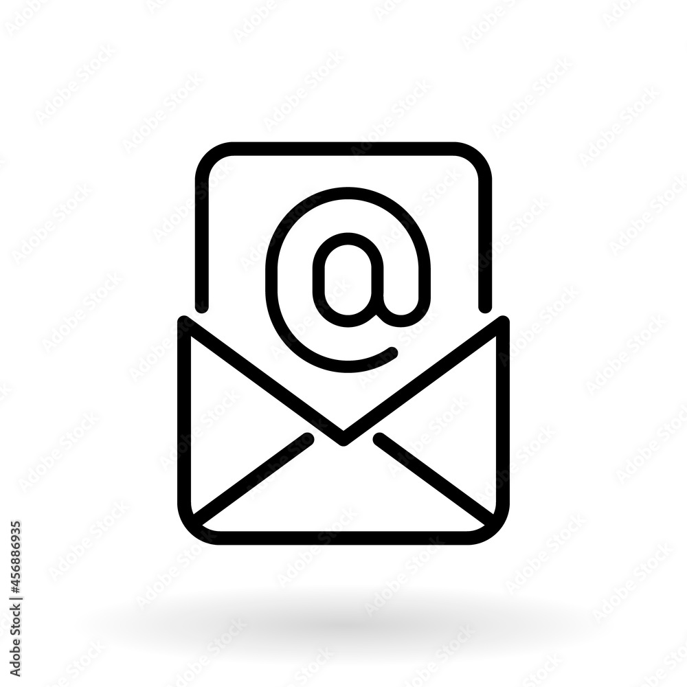 Outline email icon isolated on grey background. Open envelope pictogram. Line mail symbol for website design, mobile application, ui. Editable stroke. Vector illustration. Eps10 Outline email icon isolated on grey background. Open envelope pictogram. Line mail symbol for website design, mobile application, ui. Editable stroke. Vector illustration. Eps10