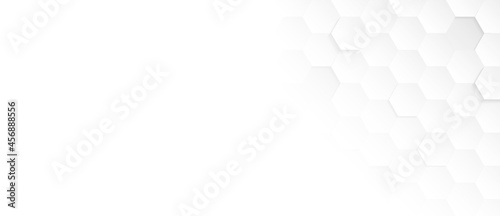 Abstract. Hexagon , honeycomb white Background ,light and shadow. copy space. Vector
