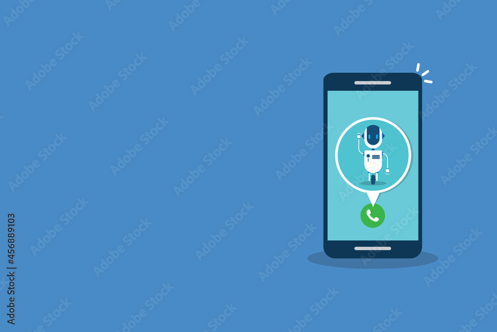 Bot calling to user. Customer service robot. Bot calling to user. Customer service robot.
