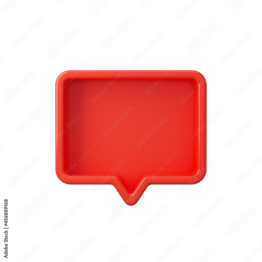 Red plastic speech frame isolated on white. 3d rendered image. Red plastic speech frame isolated on white. 3d rendered image.