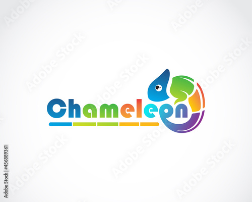 chameleon logo creative design color modern animal wild life business
