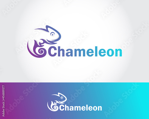 chameleon logo creative design color modern animal wild life business
