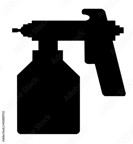 Gun sprayer single silhouette construction tool icon for design