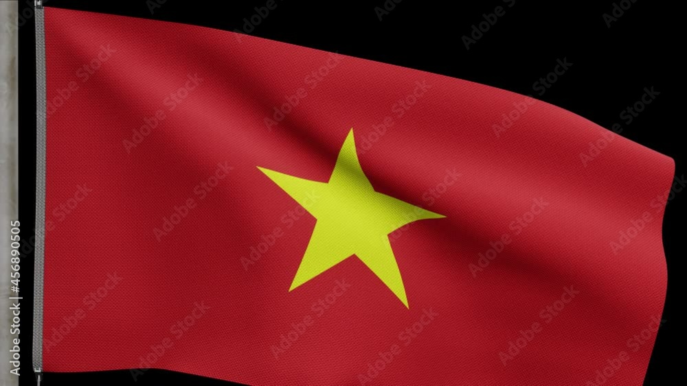 3D illustration Alpha Vietnamese flag waving on wind. Vietnam banner blowing, soft and smooth silk. Cloth fabric texture ensign background. Use it for national day and country occasions concept.-Dan 3D illustration Alpha Vietnamese flag waving on wind. Vietnam banner blowing, soft and smooth silk. Cloth fabric texture ensign background. Use it for national day and country occasions concept.-Dan