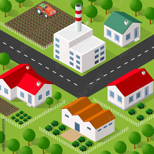 Lifestyle scene urban Isometric 3D illustration of a city