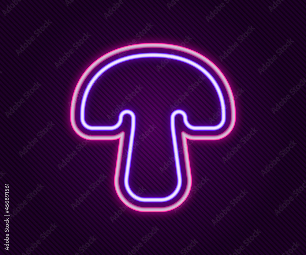 Glowing neon line Mushroom icon isolated on black background. Colorful outline concept. Vector