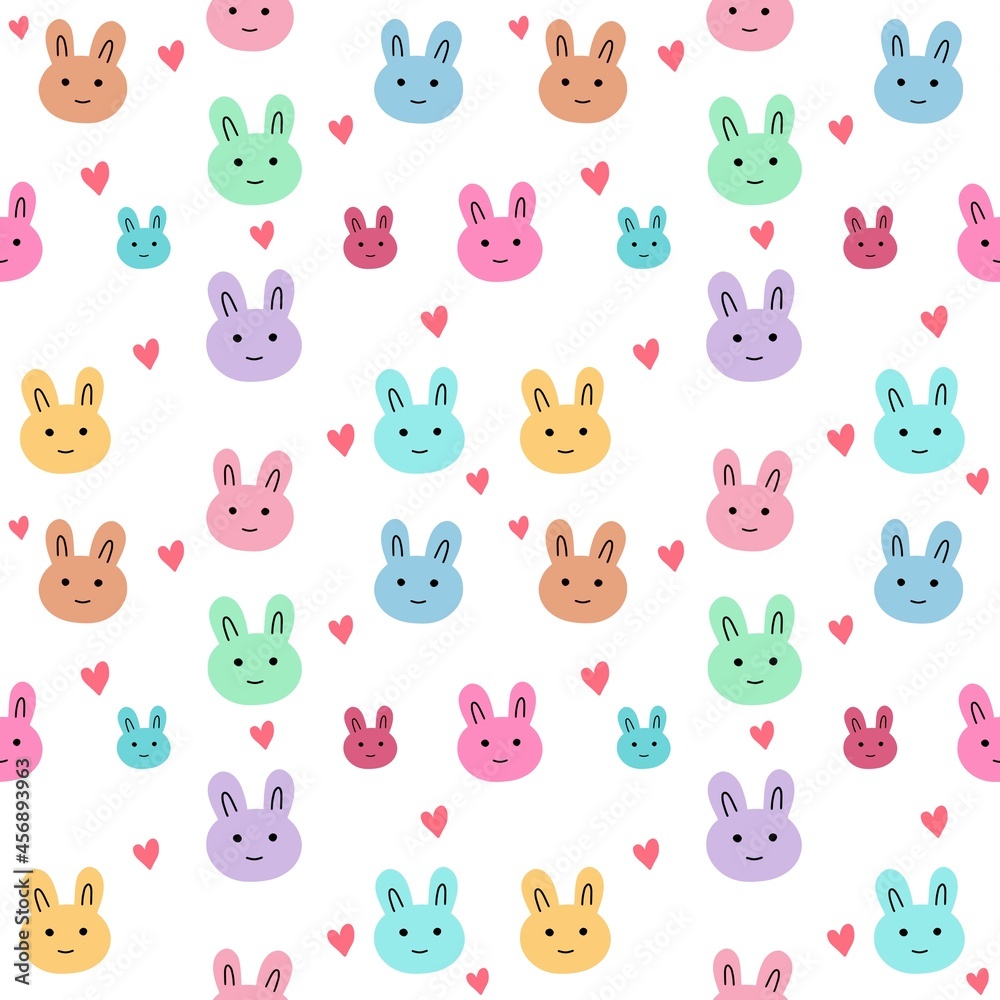Obraz premium Seamless Pattern Rabbit.Hand Drawn Cute Bunny Pattern