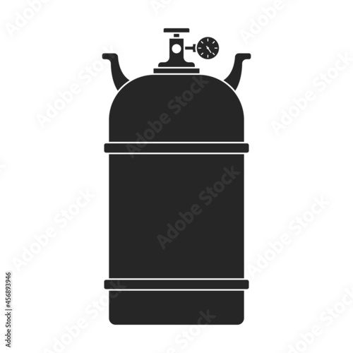 Gas cylinder vector black icon. Vector illustration lpg on wite background. Isolated black illustration icon of gas cylinder.