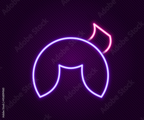Glowing neon line Chinese fortune cookie icon isolated on black background. Asian traditional. Colorful outline concept. Vector