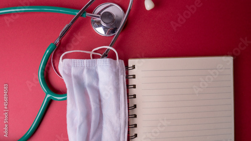 medical record for writing on a red background